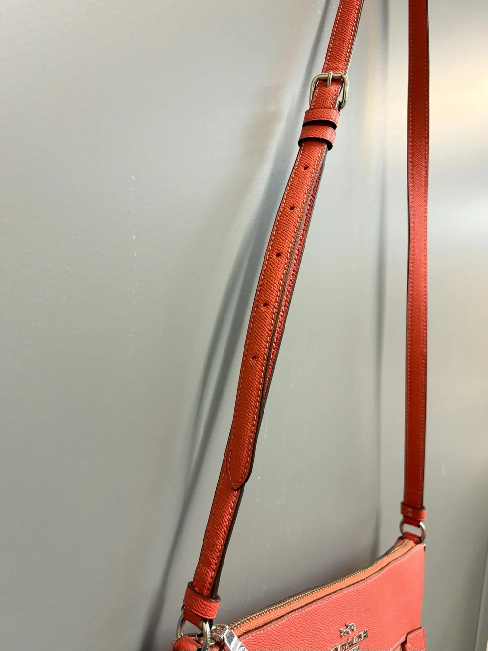 Coach Rowan File Crossbody Bag Strawberry Haze Leather Silver F29246